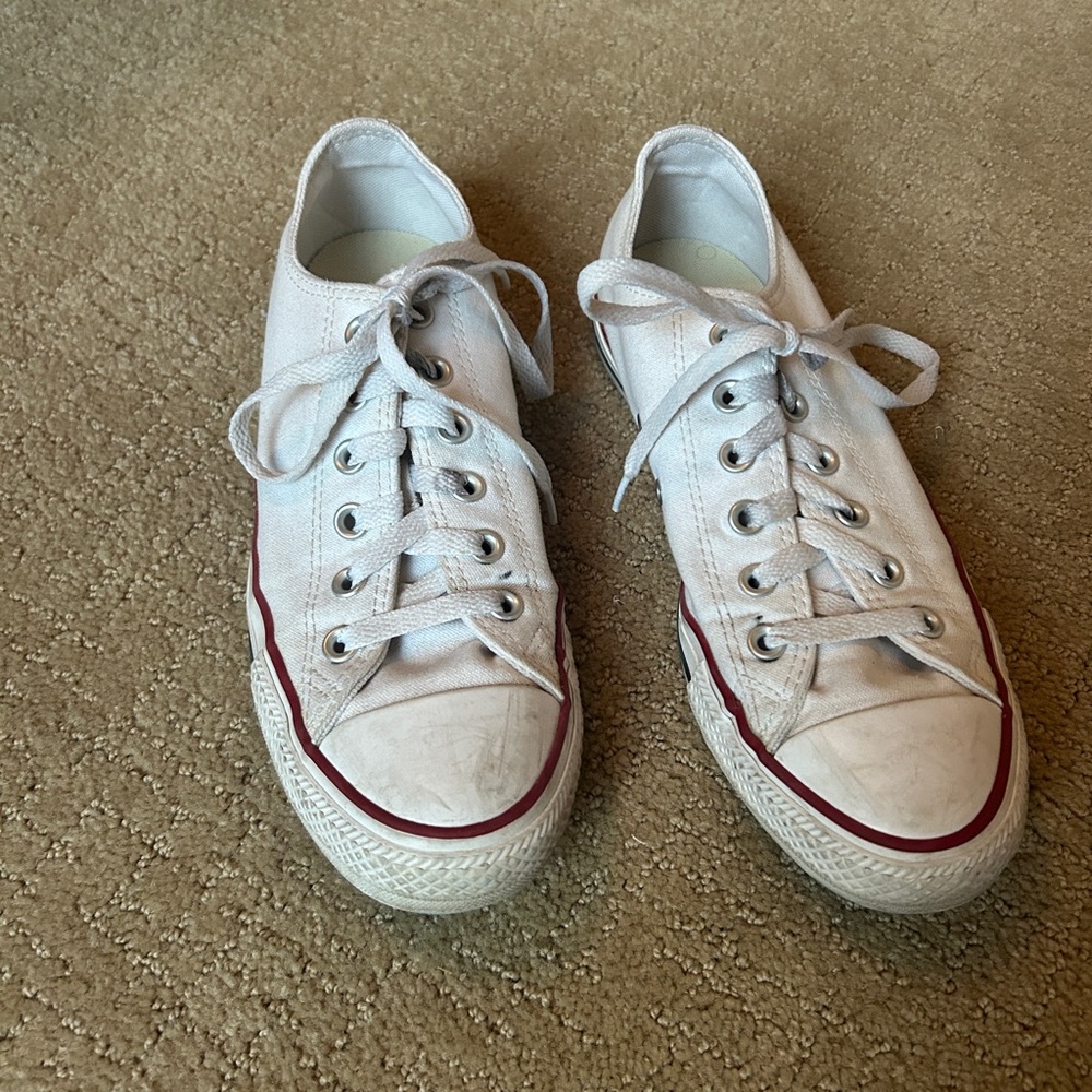 Converse White Sneakers with Red Trim